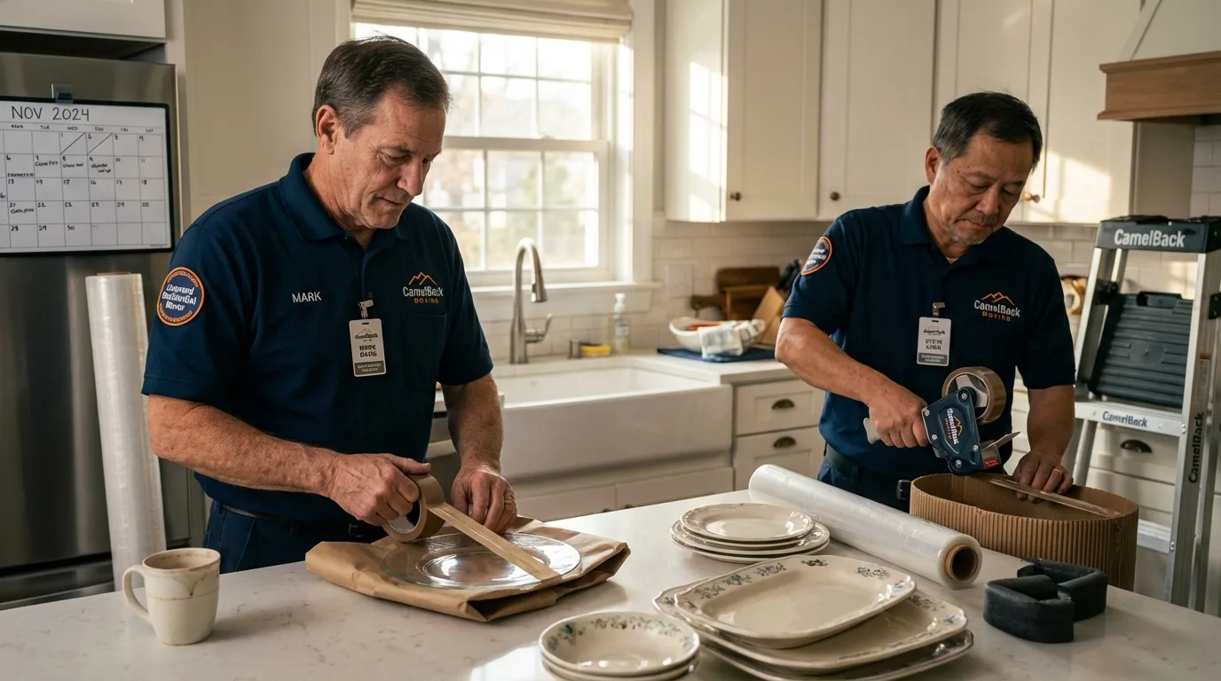 Professional crew packing kitchen dishware in Midlothian, IL